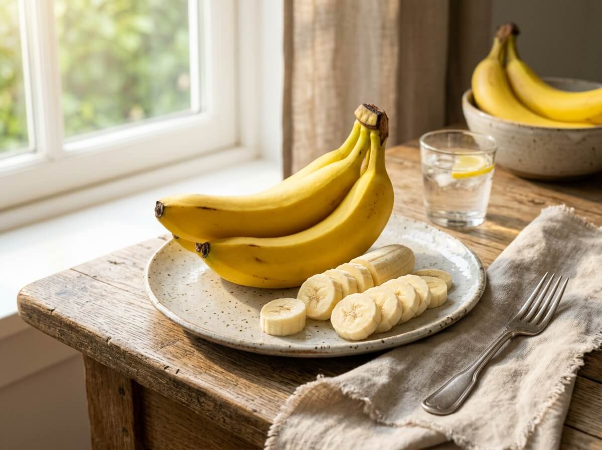 Potassium-rich foods including bananas, spinach and sweet potato