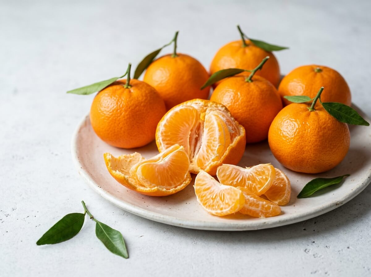 Fresh peeled mandarin tangerine with separated juicy citrus segments